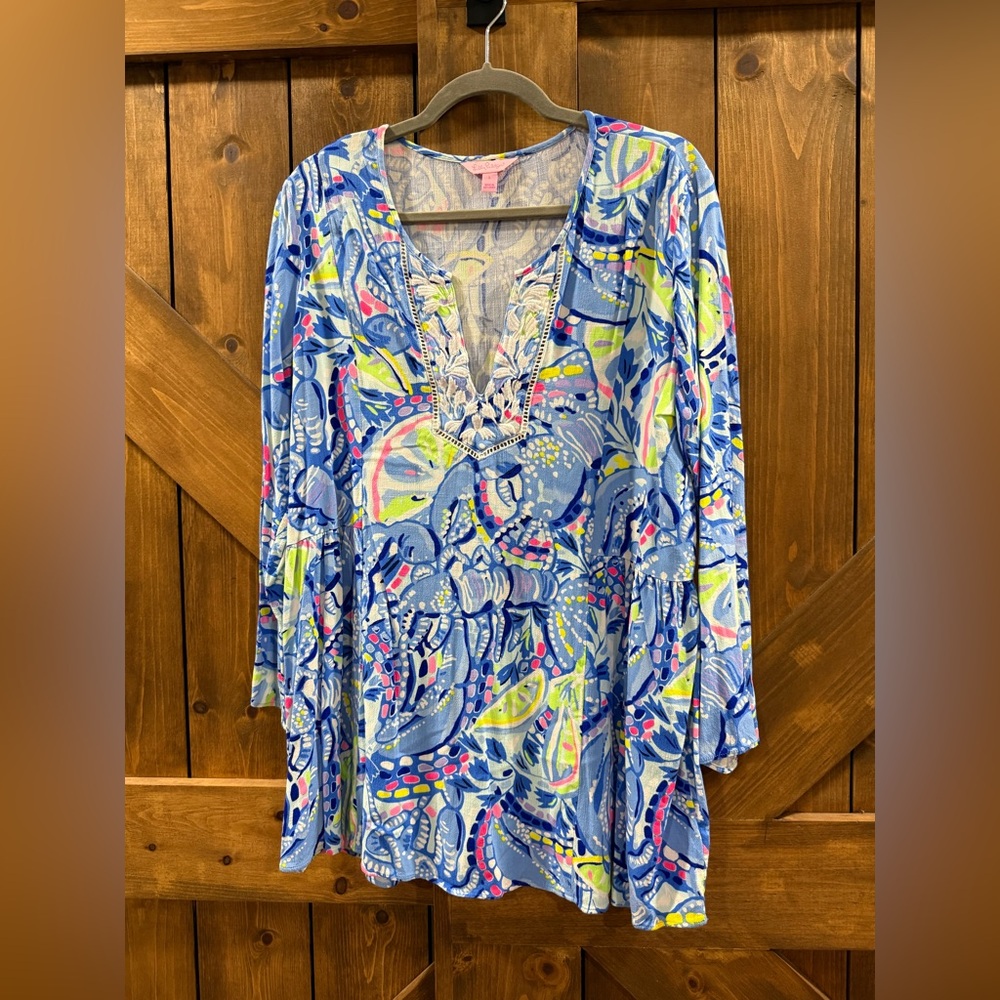 Lilly Pulitzer Blue and Pink Patterned Top